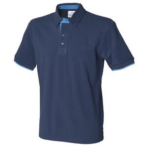 Front Row Mens Contrast Pique Short Sleeve Plain Cotton Polo Shirt /T-Shirt /Top